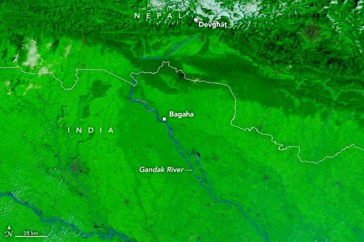 Rains Swamp the Gandak River