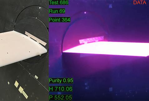 NASA Model Wing Lights Up During First Pressure Sensitive…