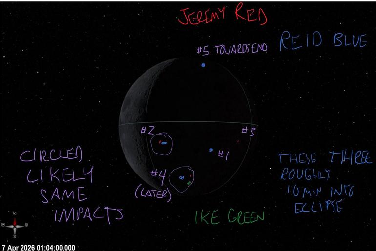Artemis II Crew Moon Photo Annotations