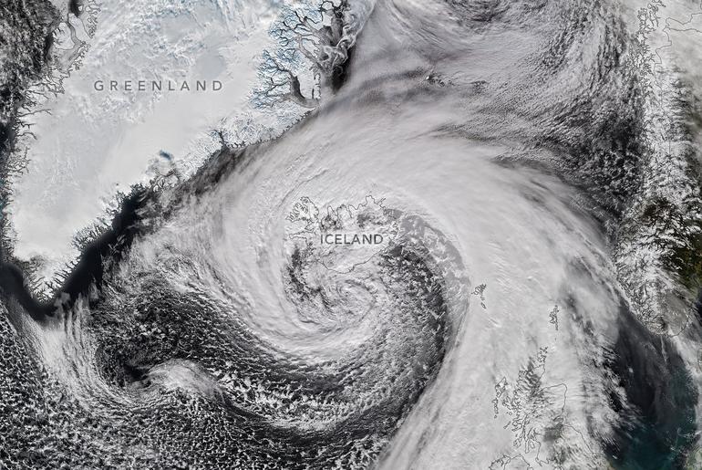Extratropical Cyclone Whips Past Iceland